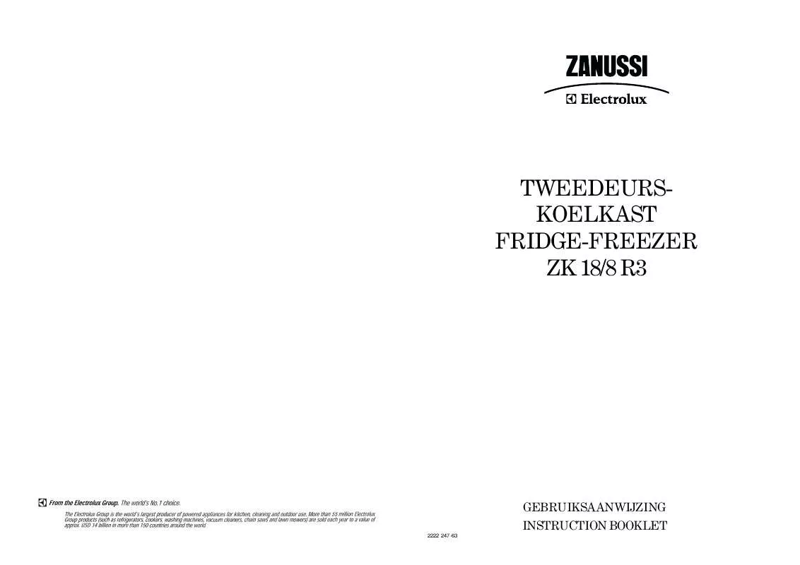 Mode d'emploi ZANUSSI ZK18/8R3
