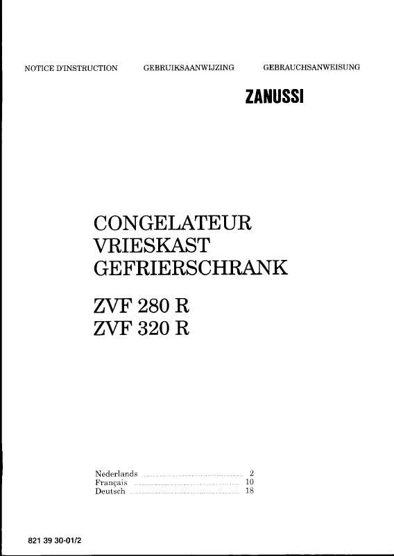 Mode d'emploi ZANUSSI ZVF320R